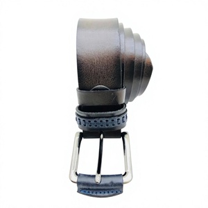 Ceintures pour hommes en cuir de vachette vintage, boucle à ardillon en acier, robustes, écologiques, imperméables, largeur 3,8 cm, B.S INTERNATIONAL - Product Image 2