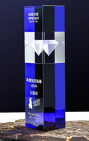 Plaque carrée en verre cristal personnalisée, gravée au laser 3D avec logo et texte, pour récompenses d'entreprise, cadeaux pour employés, souvenir, décoration intérieure