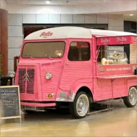 Camioneta de Helados Móvil Rosa Personalizada con Área para Máquina de Helado Suave, Congelador Comercial para Negocios de Catering en la Playa