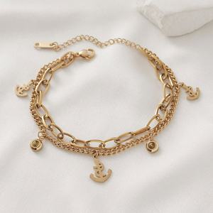 Bracelet à breloques de luxe personnalisé, plaqué or 14k 18k, en acier inoxydable 316l, pour femmes - Product Image 4