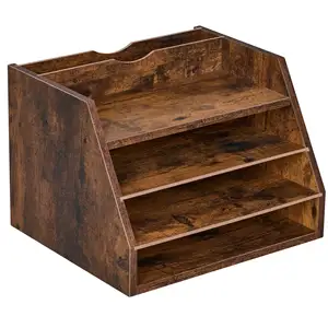 Verwijderbare Aangepaste Bureau Organizer Logo Houten Bestand Organizer Plank Literatuur Organizer Met Verstelbare Planken