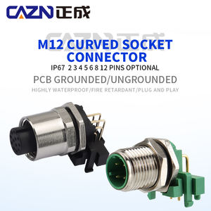 Fabrika M12 açılı soket vida 2-12 Pins 90 derece PCB Metal Panel dağı konnektörler erkek kadın a B <span class=keywords><strong>C</strong></span> D konnektörler - Product Image 3