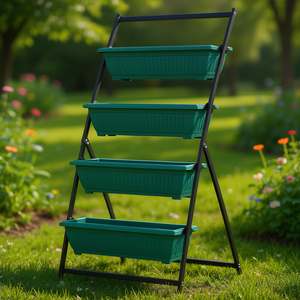 Soporte vertical de 4 niveles para jardín vertical, soporte verde para plantas de exterior con 4 cajas para verduras y flores - Product Image 2