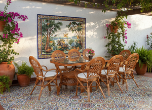 Ensemble de salle à manger JAVA, design asiatique traditionnel confortable, table longue, ensemble de salle à manger pour villa et hôtel, meubles de maison haut de gamme - Product Image 4