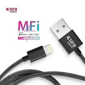 Hoge kwaliteit MFi certificering Nylon Gevlochten 2.4A Orignal C48 connector usb charger cable voor iphone
