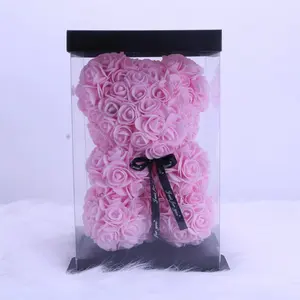 2023 New Hot Selling Artificial Little 25cm 40cm Red Teddy Rose Bear Boxes For Valentines Day Gift