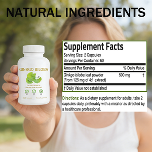 Cápsulas de Ginkgo Biloba con Logotipo Privado Personalizado, 60 Cápsulas, Suplemento Herbal para Adultos, Apoyo para la Salud del Sangre, Oídos y Cerebro, Gran Venta - Product Image 3