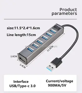 7 포트 고속 알루미늄 3.0 USB 타입-C 허브 PC 노트북 맥 용 스위치