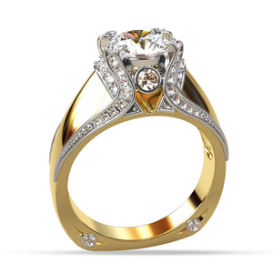 Anello a Corona Bicolore per Donne, Gioielli alla Moda Scintillanti in Tono Oro, Vendita all'Ingrosso - Product Image 6