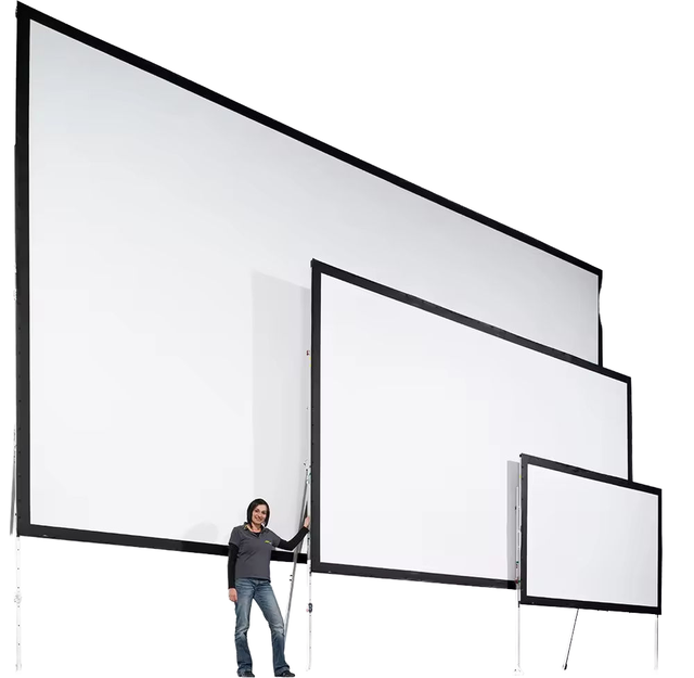 Yinzam 16:9 4K 8K HD Projector Screen Custom Size 84-300 Inch High Gain White Plastic Screen with Reinforced Gimbal Stable Stand