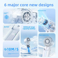 Ventilateur portable pliable à pulvérisation d'eau et brume glacée, haute vitesse, à suspendre au cou, avec port Type-C et vitesse réglable pour la maison, le bureau et l'extérieur