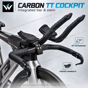 Bicicleta de Triatlón TWITTER T3 de Fibra de Carbono Aero, 24 Velocidades, Ruedas de 3 Radios con Frenos de Disco Hidráulicos, Manillar TT, Estilo Kona - Product Image 2