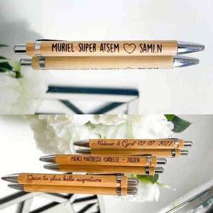 Bolígrafos de Bambú Personalizados al por Mayor con Logotipo o Nombre Personalizado para Regalos Corporativos, Bolígrafo Personalizable - Product Image 2