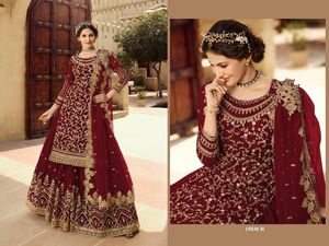 Ensemble Palazzo pakistanais style Bollywood avec broderie, robe en tulle souple pour la collection de mariages - Product Image 3
