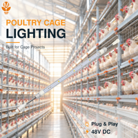 MUYE LIGHTING D20 - Tube LED de 1,8 m 48V Dimmable IP67 0-10V Sans Scintillement pour l'éclairage des cages de poules pondeuses et des fermes avicoles