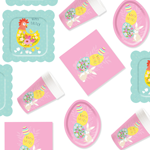 DAMAI Nuevo Diseño con Temática de Pascua, con Conejo y Pollo, Juego de Vajilla Desechable de Papel para Fiestas de Cumpleaños, Platos, Servilletas y Vasos para Pascua - Product Image 4