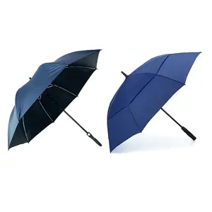 Karışık 2 parça toptan büyük çift gölgelik bacalı rüzgar geçirmez şemsiye otomatik açık düz özel logo ile Golf şemsiyesi