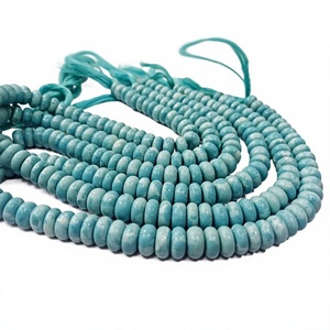 Perles de pierre précieuse turquoise bleue naturelle, rondes, lisses, 8 mm, vendues par brin de 8 pouces de long, perles de grande qualité - Product Image 1