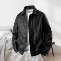 Veste en cuir pour homme avec logo personnalisé, veste à revers élégante et multifonctionnelle, veste courte tendance pour homme pour l'hiver
