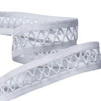 Bande élastique en nylon enduit doux pour la peau, motif ajouré, structure creuse, motif losanges noir et blanc, sangle en tissu avec logo