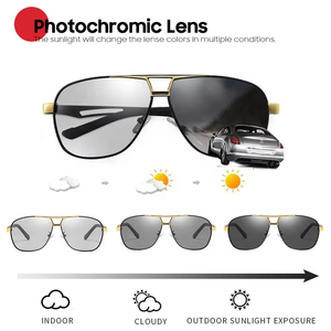 Lunettes de soleil polarisées pour hommes, utilisation jour et nuit, lunettes de soleil à changement de couleur, protection UV pour la conduite, lunettes de mode en métal pour hommes - Product Image 4