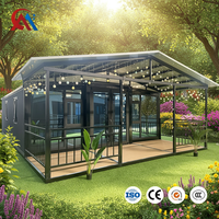 Maison conteneur préfabriquée extensible de luxe moderne de 20 pieds, villa en acier pliable, cabane 1 chambre 1 salle de bain, salon, faible coût