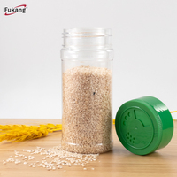 Bouteille shaker en plastique pour animaux de compagnie, pots/contenants à épices en plastique avec couvercle à clapet