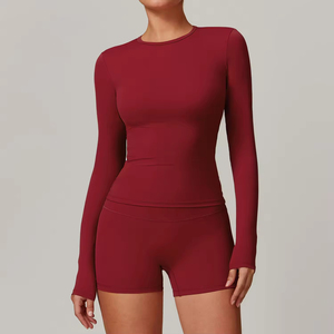 Vêtements de sport personnalisés pour femmes : hauts à col rond, leggings de fitness, ensembles de course et de yoga à manches longues - Product Image 4