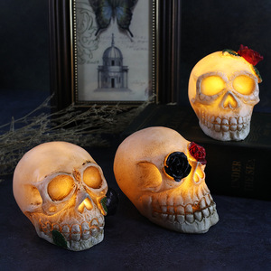 Tête de Crâne Lumineuse LED en Résine pour Halloween, Décoration de Jardin, de Pelouse et Ornements de Bureau Horreur - Product Image 4