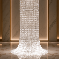 Lustre nordique sur mesure pour projets de grande envergure, luminaire LED long en cristal de luxe pour hall d'hôtel et escalier intérieur