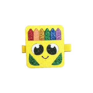 Vente flash, pinces à cheveux fantaisie en tissu scintillant, motif de poussin de Pâques, pour les filles mignonnes, utilisation en fête - Product Image 5