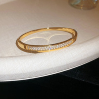 Bracelet ouvert pour femme à la mode de luxe avec zircon brillant or véritable diamant lettre bracelets en cuivre
