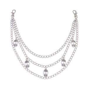 Fashionable Three Layer Metal Waist <b>Chain</b> With Hollow Skull Pendant For Nightclub Hip Hop Rock Style Unisex Body <b>Chain</b> - Product Image 5