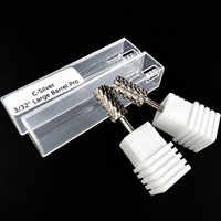 Fraise à ongles professionnelle électrique 3/32 en carbure 4XC, à tête longue et barillet large, bleu et or, pour manucure, avec logo personnalisé, pour ponçage grossier