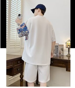 T-shirt d'été à manches courtes pour <span class=keywords><strong>homme</strong></span> Associez une <span class=keywords><strong>tenue</strong></span> pour <span class=keywords><strong>homme</strong></span> à une paire de shorts de sport slim de Cool Fashion Men Suit - Product Image 4