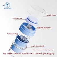 Frascos Portátiles con Bomba Airless de 15ml, 30ml, 50ml, Diseño Ecológico a Prueba de Fugas, Tapa de Rosca, Acrílico PP, Vacío por Presión, para Cosméticos y Viajes