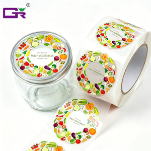 Autocollants alimentaires personnalisés, transparents, en PET, imperméables, étiquettes d'emballage alimentaire saines pour les bols à salade en plastique et en papier, autocollants en rouleau - Product Image 1