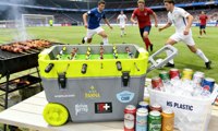Glacière à roulettes HSP 60L avec table de jeu intégrée, étanche et isotherme pour le camping, les pique-niques et la conservation des aliments