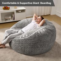 Hobestluk Caterpillar paresseux canapé chaise 50 pouces Shaggy fausse fourrure mousse à mémoire rempli couverture amovible grand adulte sol pouf