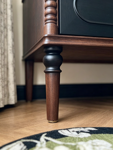 Premium Solid Wood Nightstand French Vintage Two-tone Spindle Legs 2 Drawer <b>Storage</b> Bedroom Furniture Stable <b>Bedside</b> Cabinet - Product Image 6