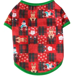 Camisas para mascotas, chaleco transpirable para cachorros, estampado de muñeco de nieve, Reno, Papá Noel, camisas para perros, Atuendo para perros, gatos, ropa de Navidad para perros