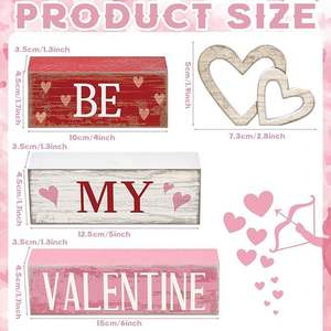 クロスボーダーホットセールバレンタインデーアメリカンスタイル層状木製飾りピンクハート中国ダイニングテーブルセンターピース - Product Image 6