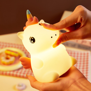 <span class=keywords><strong>Veilleuse</strong></span> <span class=keywords><strong>Licorne</strong></span> Mignonne en Silicone, Lampe de Chevet LED RGB à Changement de Couleur, Rechargeable par USB, Contrôle Tactile, Lumière de Crèche pour Filles, Idée Cadeau - Product Image 2