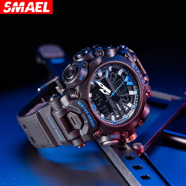 SMAEL 8053 Quartz Digital Men's Diver Sport Watch 5ATM Water Resistant Chronograph Stop Watch Alarm Luminous