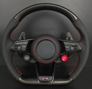 <span class=keywords><strong>Volante</strong></span> de Coche Personalizado de Fibra de Carbono y Cuero Perforado con Costuras Rojas y Botón de Encendido/Apagado para Audi Serie A4/A6/A3/Q/R/S - Product Image 6