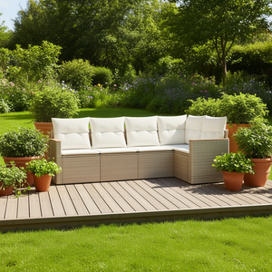 ชุดโซฟาสวนสีเบจหวาย PE เบาะโฟมความหนาแน่นสูง เฟอร์นิเจอร์กลางแจ้ง ดีไซน์ร่วมสมัย กันน้ำ - Product Image 2