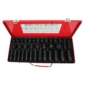 Jeu de douilles à chocs robustes de 35 pièces, entraînement 1/2 pouce, douilles profondes métriques 8-32 mm, coffret portable |   Pour la réparation de camions et de véhicules automobiles - Product Image 1