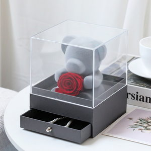 Boîte à bijoux Offre Spéciale fleur préservée préservée Rose flocage ours en peluche pour la Saint-Valentin cadeau de fête des mères - Product Image 1