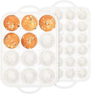 Molde para Hornear Pasteles y Muffins de Silicona Regular con Marco Reforzado de Metal, Antiadherente, Libre de BPA, 12 Cavidades, LFGB - Product Image 1