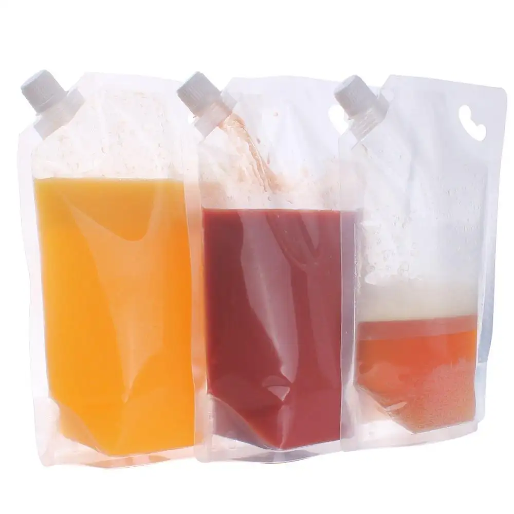 50 ml - 2100 ml fully transparent plastic spout drinking water juice spout pouch bag